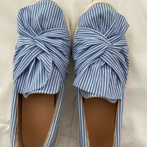 Blue and White Striped Shoes
